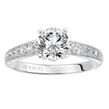 Artcarved Bridal Semi-Mounted with Side Stones Vintage Milgrain Diamond Engagement Ring Amelia 14K White Gold - 31-V203ERW-E.01 photo 4
