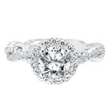 Artcarved Bridal Mounted with CZ Center Contemporary Rope Halo Engagement Ring Isobel 14K White Gold - 31-V699ERW-E.00 photo 2