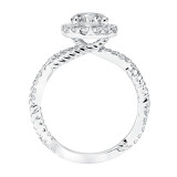 Artcarved Bridal Mounted with CZ Center Contemporary Rope Halo Engagement Ring Isobel 14K White Gold - 31-V699ERW-E.00 photo 3
