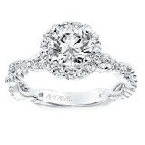 Artcarved Bridal Mounted with CZ Center Contemporary Rope Halo Engagement Ring Isobel 14K White Gold - 31-V699ERW-E.00 photo 4