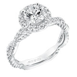 Artcarved Bridal Mounted with CZ Center Contemporary Rope Halo Engagement Ring Isobel 14K White Gold - 31-V699ERW-E.00 photo