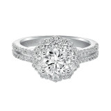 Artcarved Bridal Mounted with CZ Center Contemporary Halo Engagement Ring Jacqueline 14K White Gold - 31-V453ERW-E.00 photo 2