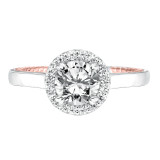 Artcarved Bridal Mounted with CZ Center Contemporary Rope Halo Engagement Ring Winnie 14K White Gold Primary & 14K Rose Gold - 31-V673ERR-E.00 photo 2