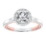 Artcarved Bridal Mounted with CZ Center Contemporary Rope Halo Engagement Ring Winnie 14K White Gold Primary & 14K Rose Gold - 31-V673ERR-E.00 photo 4