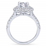 Gabriel & Co.14k White Gold Round Double Halo Engagement Ring photo 2