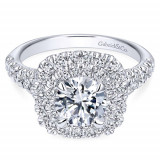 Gabriel & Co.14k White Gold Round Double Halo Engagement Ring photo