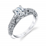 0.41tw Semi-Mount Engagement Ring With 1ct Round Head photo