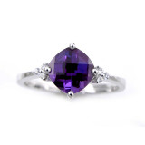 YCH 14k White Gold Amethyst and Diamond Ring photo