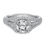 Artcarved Bridal Semi-Mounted with Side Stones Classic Halo Engagement Ring Ava 14K White Gold - 31-V300ERW-E.02 photo 2