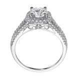 Artcarved Bridal Semi-Mounted with Side Stones Classic Halo Engagement Ring Ava 14K White Gold - 31-V300ERW-E.02 photo 3
