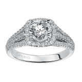 Artcarved Bridal Semi-Mounted with Side Stones Classic Halo Engagement Ring Ava 14K White Gold - 31-V300ERW-E.02 photo 4