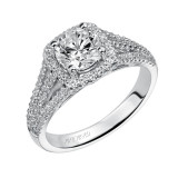 Artcarved Bridal Semi-Mounted with Side Stones Classic Halo Engagement Ring Ava 14K White Gold - 31-V300ERW-E.02 photo