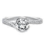 Artcarved Bridal Semi-Mounted with Side Stones Vintage Engraved Diamond Engagement Ring Rima 14K White Gold - 31-V515ERW-E.01 photo 2