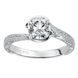 Artcarved Bridal Semi-Mounted with Side Stones Vintage Engraved Diamond Engagement Ring Rima 14K White Gold - 31-V515ERW-E.01 photo 4