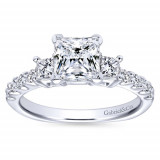 Gabriel & Co 14k White Gold Princess Cut 3 Stones Engagement Ring photo