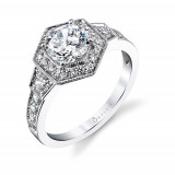0.58tw Semi-Mount Engagement Ring With 1ct Round Head photo