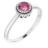 14K White Pink Tourmaline October Birthstone Ring - 651609120P photo