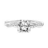 Artcarved Bridal Semi-Mounted with Side Stones Contemporary Floral Engagement Ring Daffodil 14K White Gold - 31-V782ERW-E.01 photo 2