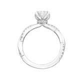 Artcarved Bridal Semi-Mounted with Side Stones Contemporary Floral Engagement Ring Daffodil 14K White Gold - 31-V782ERW-E.01 photo 3