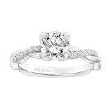 Artcarved Bridal Semi-Mounted with Side Stones Contemporary Floral Engagement Ring Daffodil 14K White Gold - 31-V782ERW-E.01 photo 4