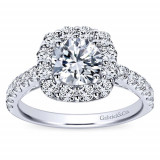 Gabriel & Co 14k White Gold Round Halo Engagement Ring photo