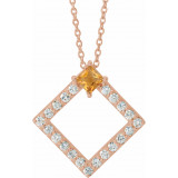 14K Rose Citrine & 3/8 CTW Diamond 16-18 Necklace - 868906134P photo